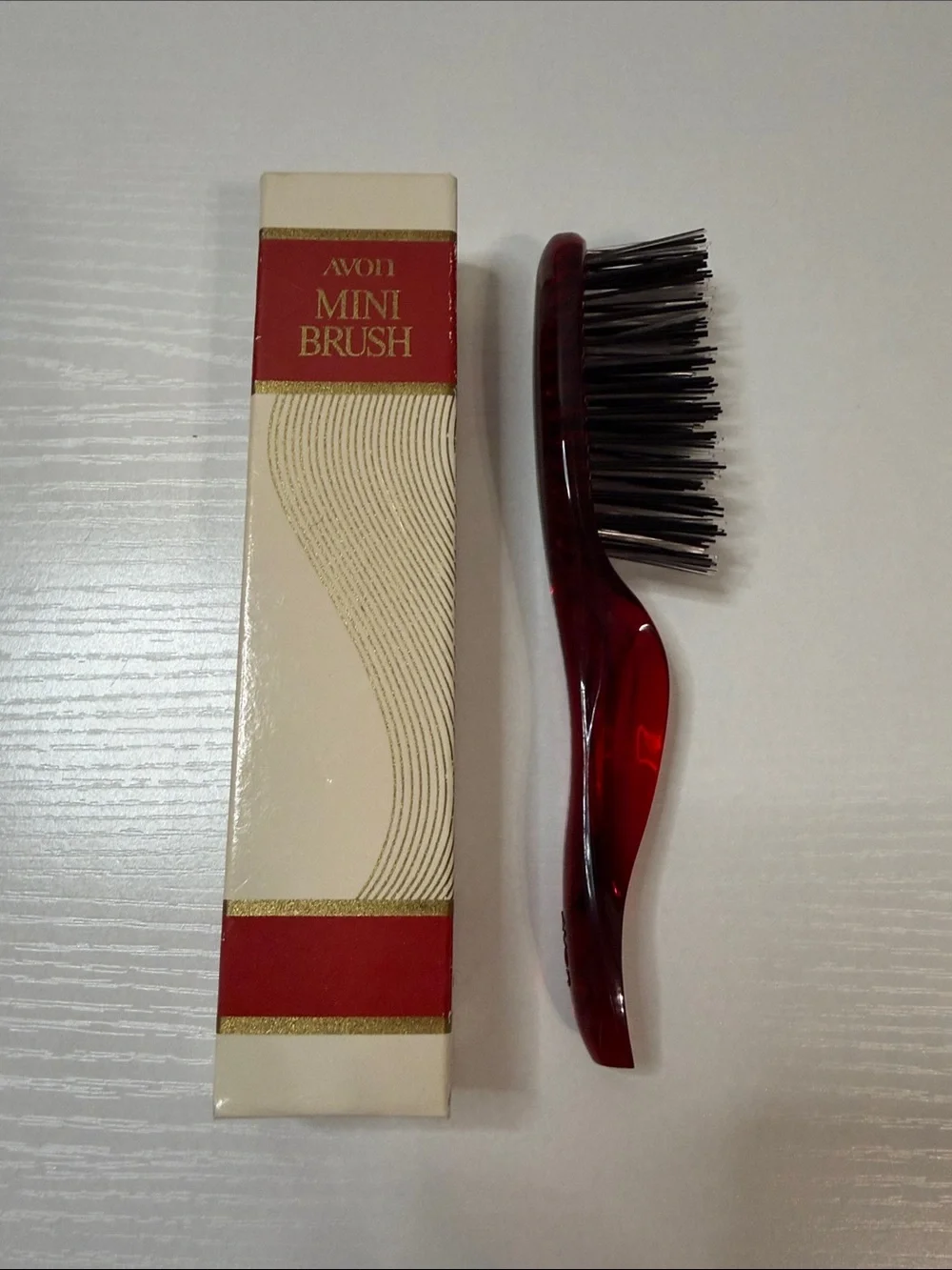 1970’s Avon Mini Bush Travel Hair Brush - Vintage New in Box - Red